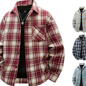 Pure Cotton Plaid Long Sleeve Shirt Men’s Loose Casual Fashion Spring Autumn Workwear Youth Trendy Outerwear Resistant to Def…