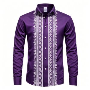 Men’s Ethnic Aztec Geometric Print Long Sleeve Shirt Casual Button Down Business Office Blouse Top For Spring Autumn