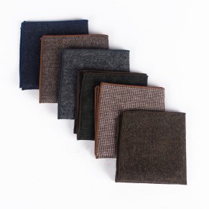 High Quality Hankerchief Scarves Vintage Wool Hankies Men’s Pocket Square Handkerchiefs Plaid Solid Woollen Hankies 23*23cm