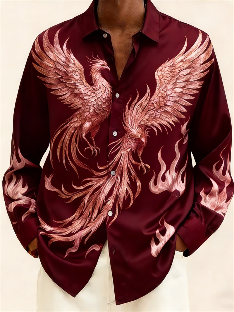 New 11 color men's long sleeved shirt, gold 3D printed shirt, fashionable animal pattern, luxurious shirt style