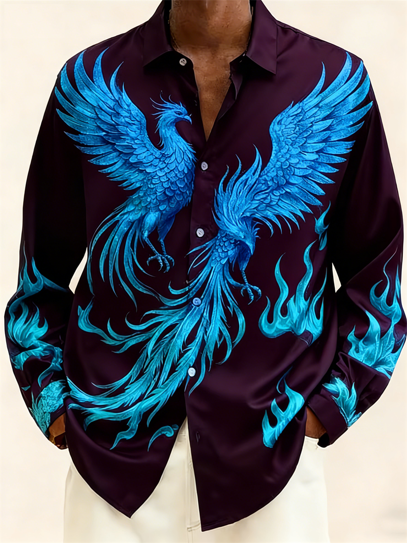 New 11 color men's long sleeved shirt, gold 3D printed shirt, fashionable animal pattern, luxurious shirt style