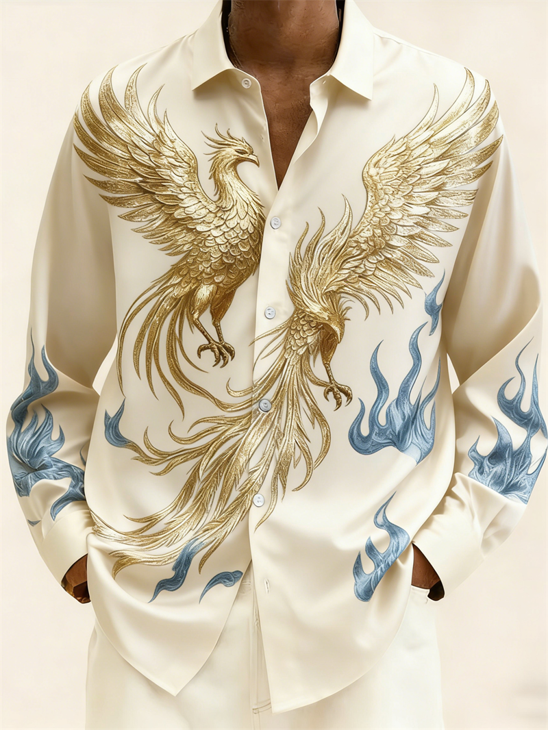 New 11 color men's long sleeved shirt, gold 3D printed shirt, fashionable animal pattern, luxurious shirt style