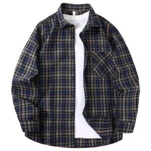 2026 Spring And Autumn New Art Vintage Casual Plaid Shirt Korean-style Simple Design Slim And Figure-Flattering Shirt Jacket