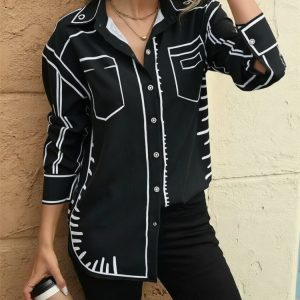 Y2K Printing shirts Women’s blouses Famale New casual loose Tops Streetwear