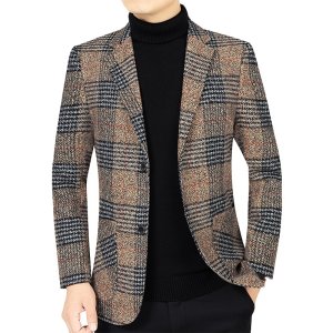 Blazer – Men Fashionable High-end Business-oriented Outdoor Gentleman’s Trendy Checked Casual Wear for Hosting Weddings Blazer