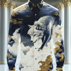 New Men’s Style Long Sleeved Shirt With 3D Floral Print Stripes Casual Street Fashion Long Sleeved Shirt Top