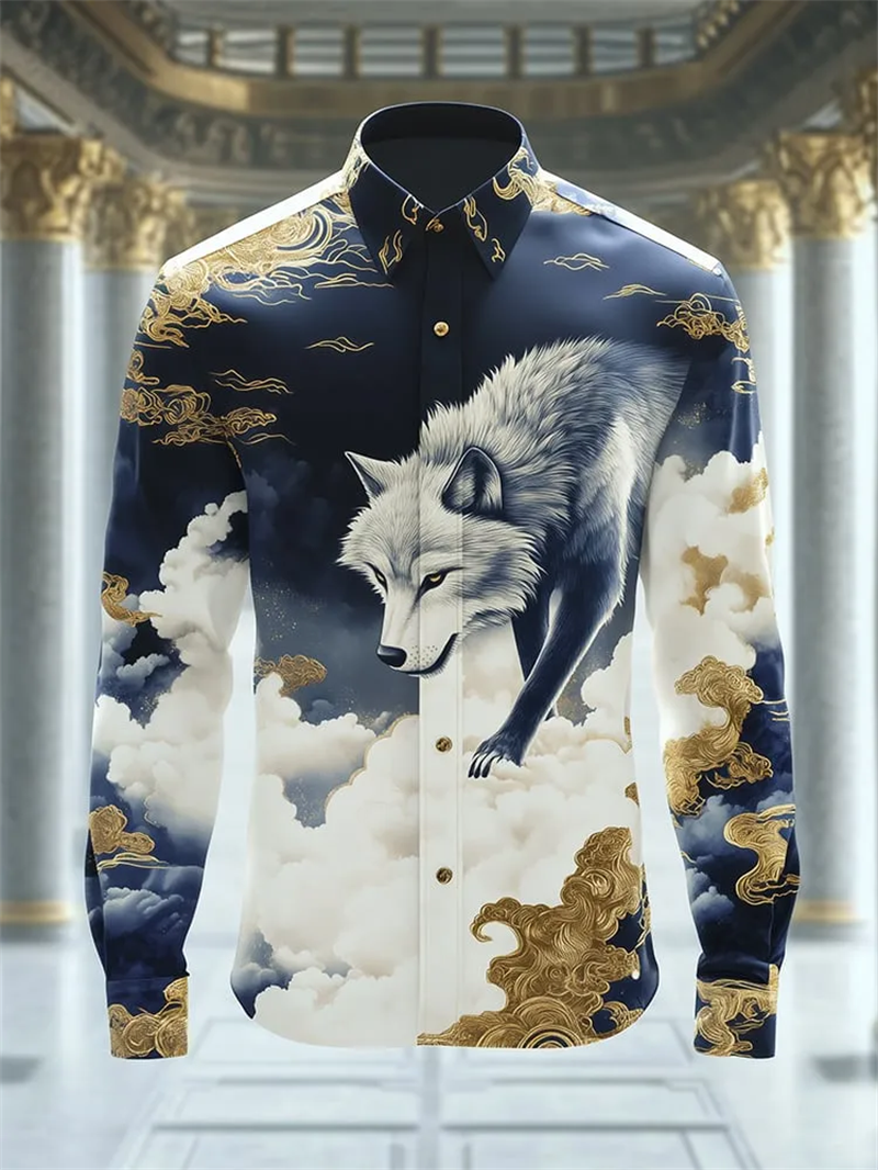 New Men's Style Long Sleeved Shirt With 3D Floral Print Stripes  Casual Street Fashion  Long Sleeved Shirt Top