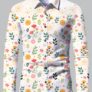 Comfortable 2027 New 3d Printed Floral Pattern Shirt Beach Sun Casual Slim Fit Fashion Mens Shirt Fashion Long Sleeve Shirt