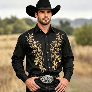 Autumn new men’s long sleeved shirt with Western Baroque floral pattern printed top for business, daily office wear, men’s shirt