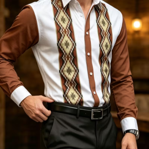 New Black Gold Gilded Eagle Baroque 3D Printed Pattern Long Sleeve Shirt Luxury and Powerful Men’s Shirt