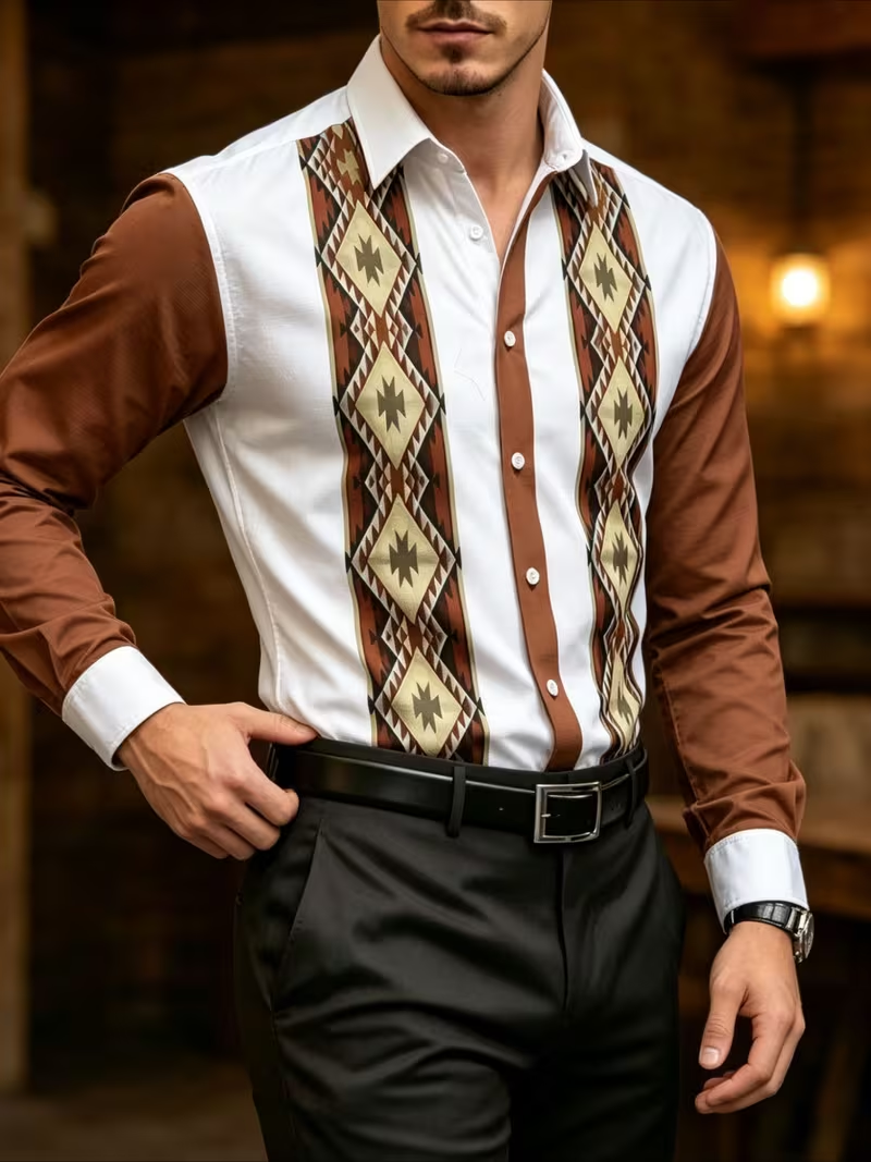 New Black Gold Gilded Eagle Baroque 3D Printed Pattern Long Sleeve Shirt Luxury and Powerful Men's Shirt