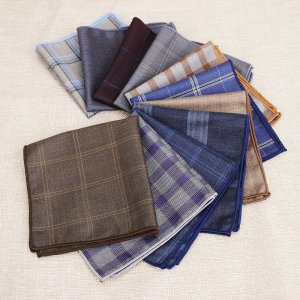 Brand Men’s Vintage Plaid Striped Solid Cotton Handkerchief Pocket Square Hankies Luxury Chest Towel Prom Wedding Party Gifts