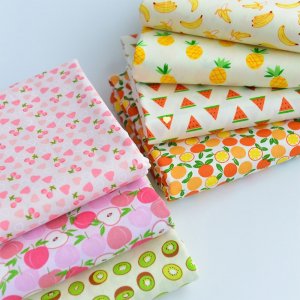 Fruit Print Cotton Fabric 100% Cotton Breathable Soft Pineapple Pattern DIY Sewing for Women Dress Bedding Sheets Curtain 155cm