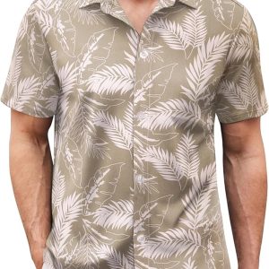 3D Print Tropical Plants Men’s Short Sleeve Shirt Hawaiian Floral Button Shirt Summer Casual Shirt Camping Shirt Unisex Blouse