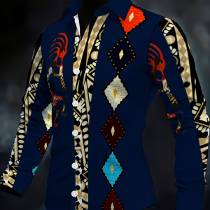 New men’s Casual Shirt Long Sleeved Slim Fit 3D Feather Print Shirt Fashionable Casual men’s Pattern Top