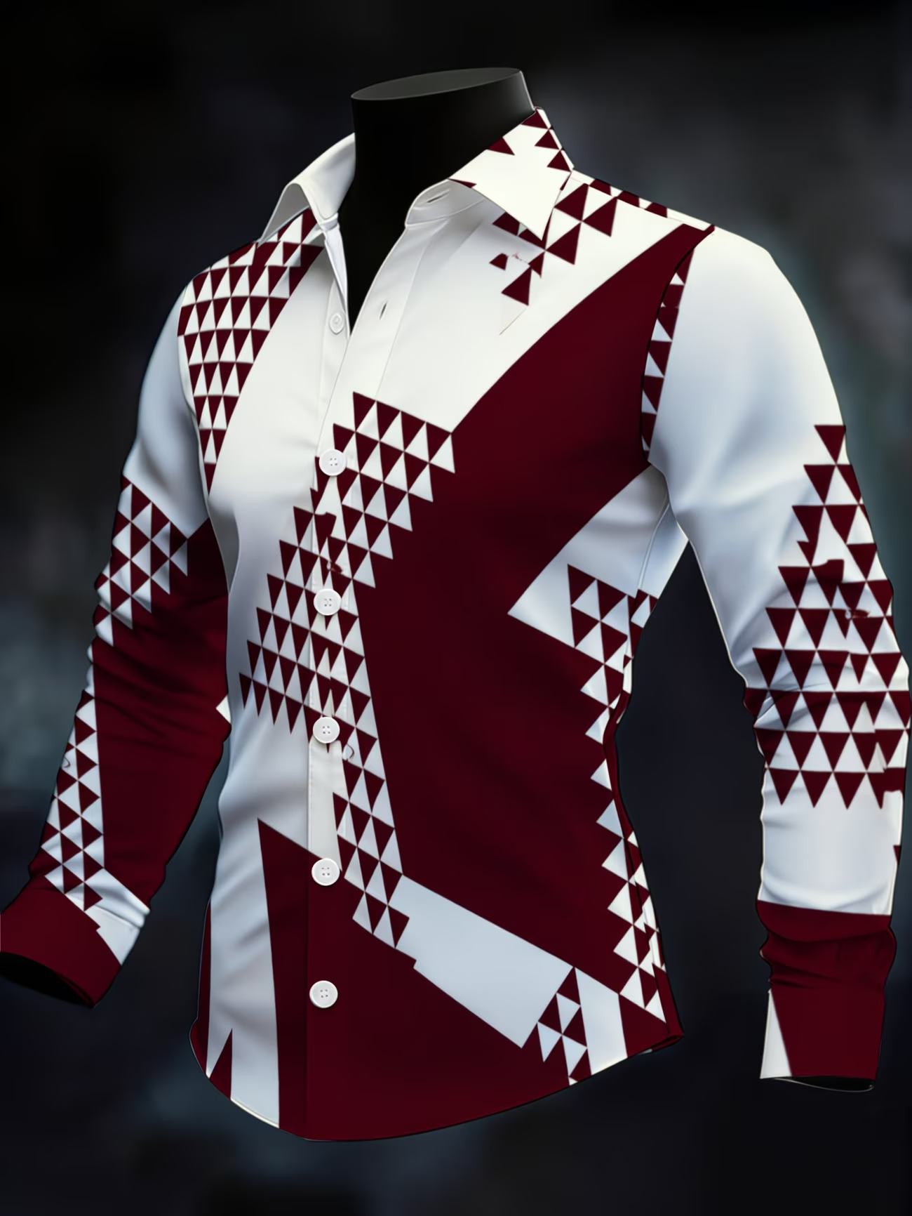 New men's Casual Shirt Long Sleeved Slim Fit 3D Feather Print Shirt Fashionable Casual men's Pattern Top