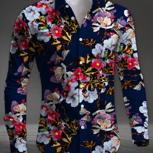 New Style Floral Shirt men’s Fashionable Luxury Leopard Print Long Sleeved Shirt Collar Top Paisley Shirt