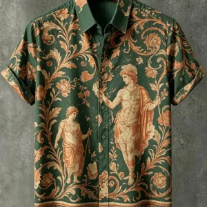 Men Vintage Shirt Short Sleeve Loose Casual Retro Summer Beach Hawaiian Graphic Novelty Fashion Trendy Cool New Vacation Outfits