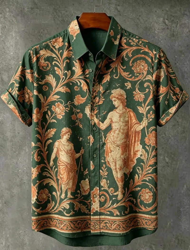 Men Vintage Shirt Short Sleeve Loose Casual Retro Summer Beach Hawaiian Graphic Novelty Fashion Trendy Cool New Vacation Outfits