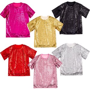 2026 Euro-American Multi-color Blade Sequin T-shirts for Men,Fashion Shiny Party Mens Sequined Short Sleeved Pullover,Large Size